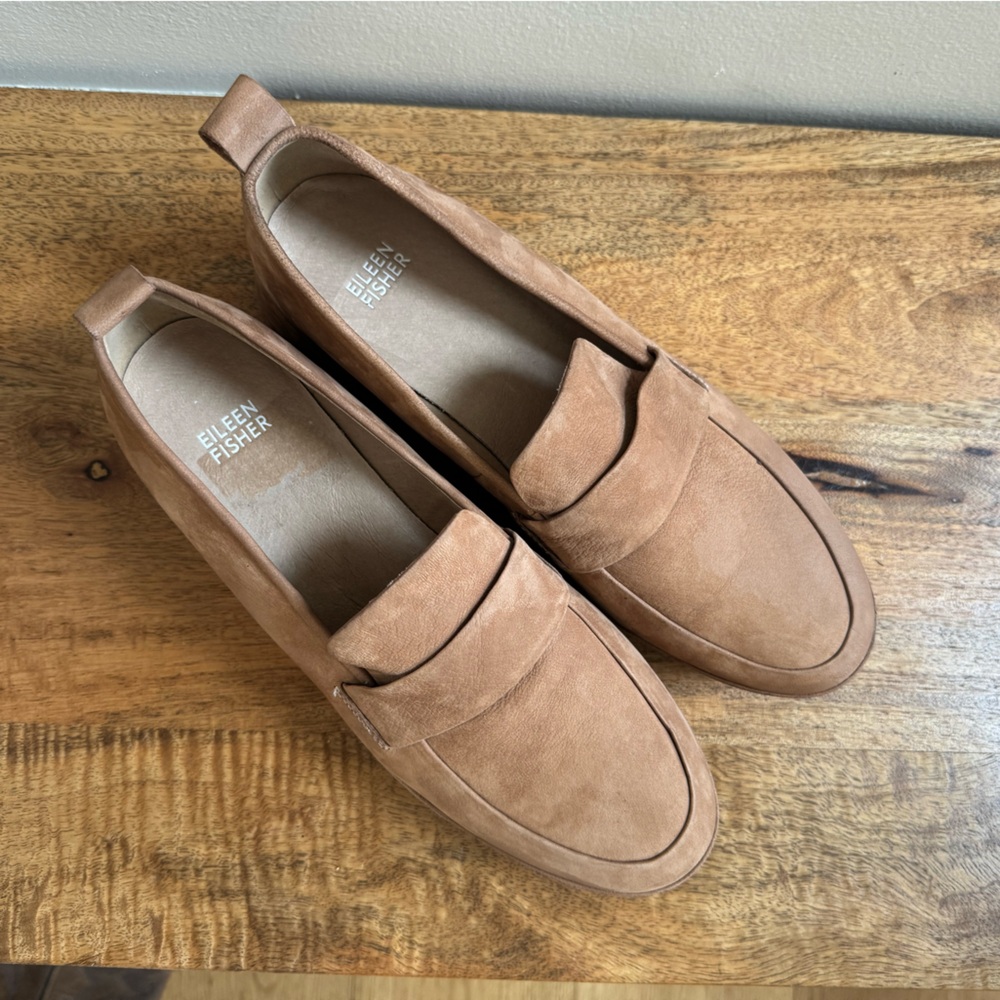Eileen Fisher Suede Platform Loafer - Picture 3 of 11